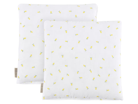 Housse de coussin mousseline citrons jaunes