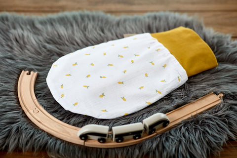 Sac barboteuse printemps été mousseline jaune citrons