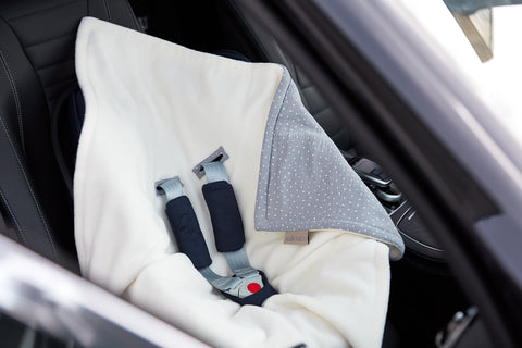 Couverture pour porte-bébé hiver mousseline pois gris
