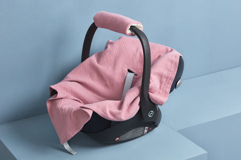 Babydecke für Babyschale Sommer Musselin rosa