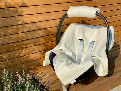 Babydecke für Babyschale Sommer Leinen leicht grünes Weiß