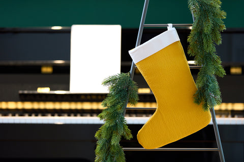 Chaussettes de Noël double crêpe jaune moutarde