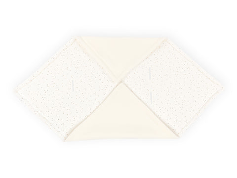 Couverture pour siège auto bébé hiver mousseline pois dorés sur blanc