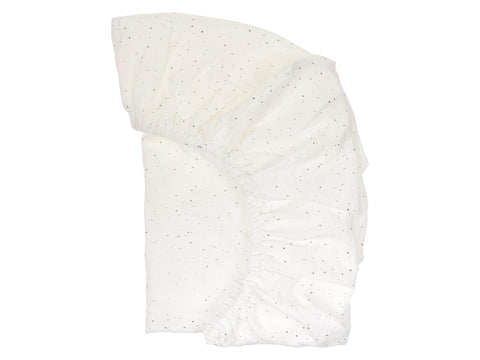 Drap housse mousseline pois dorés sur blanc