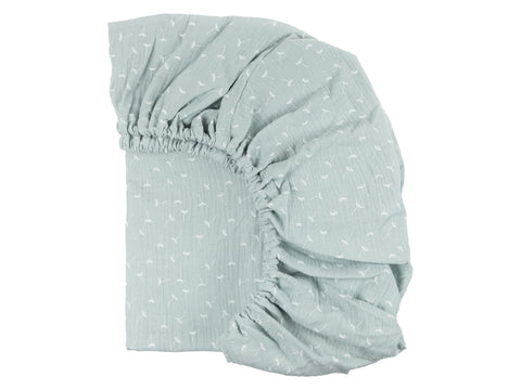 Drap housse mousseline menthe pissenlits