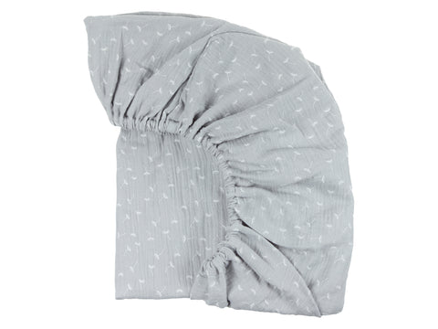 Drap housse mousseline pissenlit gris