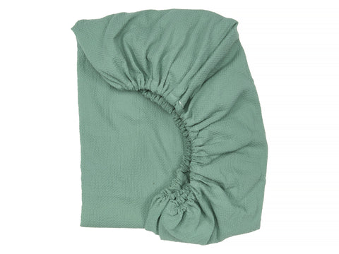 Drap housse double crêpe vert jade