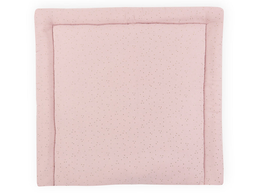 Mousseline à pois dorés sur rose
