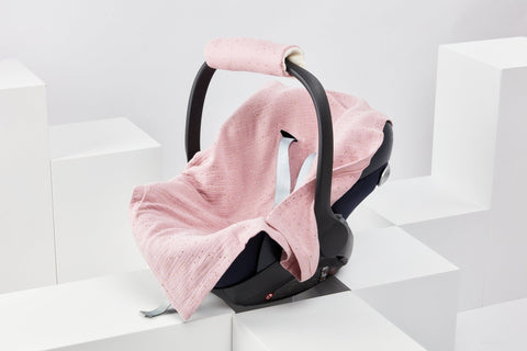 Couverture d’été pour siège-auto bébé en mousseline avec des pois dorés – légère et aérée