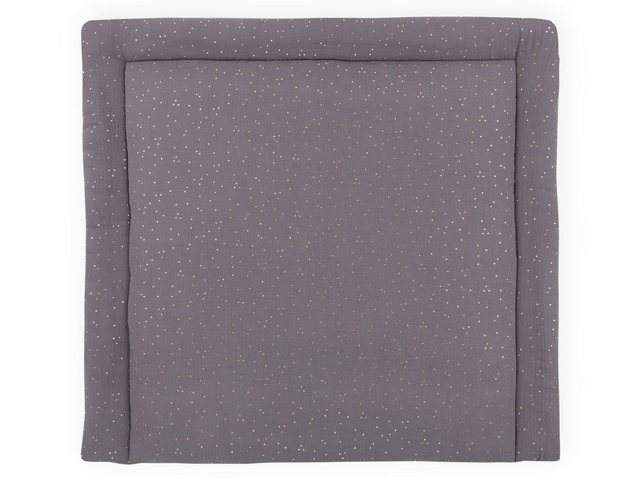 Mousseline pois dorés sur gris