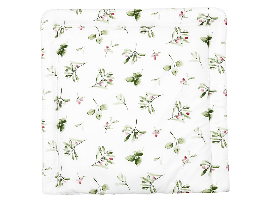 Mousseline branches vert rouge sur blanc