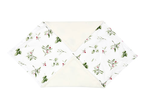 Couverture pour porte-bébé branches d'hiver vert rouge sur blanc