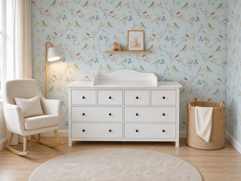 Plan à langer blanc adapté à la commode HEMNES de 160 cm de large avec panneau