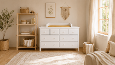 Plan à langer blanc compatible avec la commode GULLABERG 168 cm avec panneaux latéraux de recouvrement
