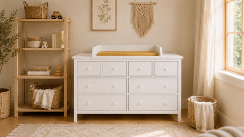 Plan à langer blanc compatible avec la commode GULLABERG 168 cm avec panneaux latéraux de recouvrement