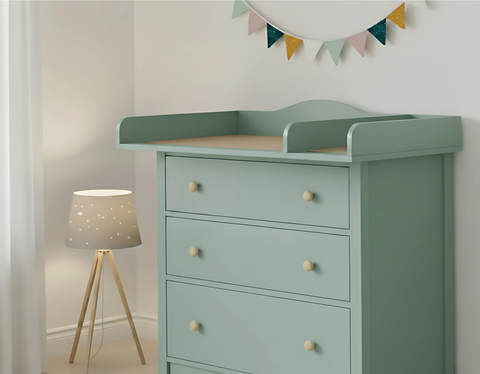 KraftKids plateau à langer XXL vert pastel extra large 108 cm avec compartiment séparé pour HEMNES largeur 108 cm