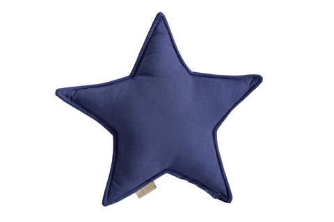 Coussin étoile lin bleu bleu foncé