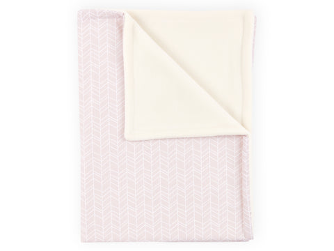 Couverture bébé motif plumes blanches sur rose