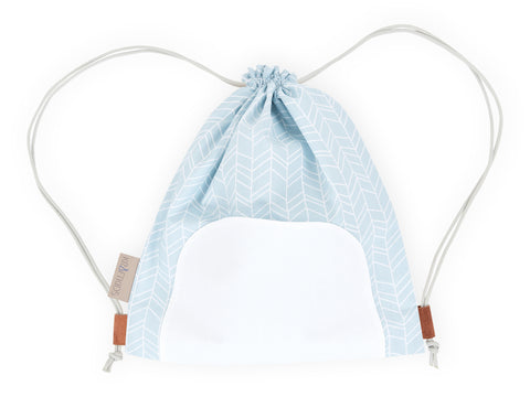 Sac de sport motif plume blanc sur bleu