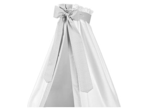 Ciel de lit petites feuilles gris clair sur blanc