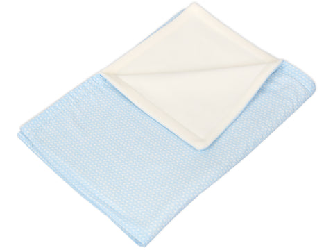 Couverture bébé petites feuilles bleu clair sur blanc