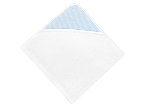 Cape de bain petites feuilles bleu clair sur blanc