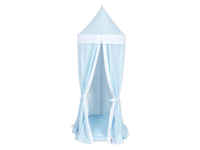 Tente suspendue Uniweiss petites feuilles bleu clair sur blanc