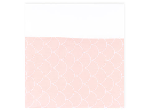 Tissu d'allaitement uni blanc demi-cercles blancs sur rose pastel