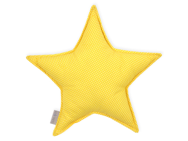 Coussin étoile pois blancs sur jaune