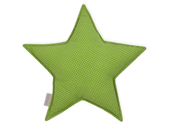 Coussin étoile pois blancs sur vert