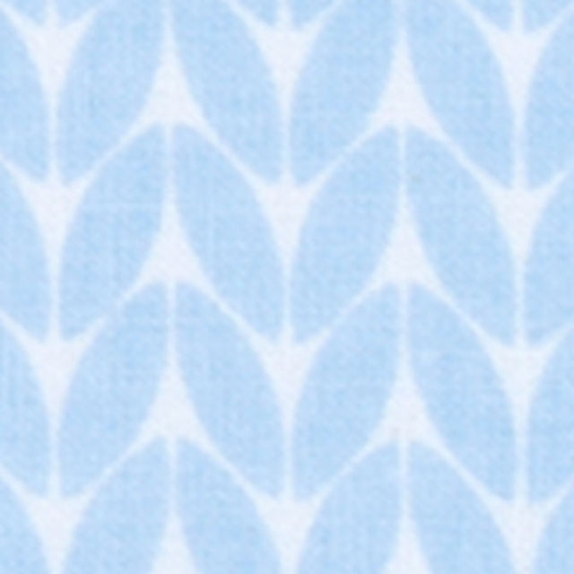 Tissu petites feuilles bleu clair sur blanc