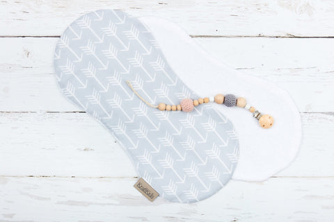 Burp Cloth Flèches blanches sur gris