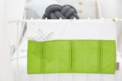 Sac de lit uni blanc pois blancs sur vert