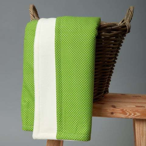 Couverture bébé pois blancs sur vert