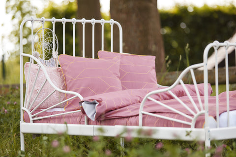 Parure de lit lignes dorées sur rose