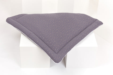 Matelas à langer mousseline pois dorés sur gris