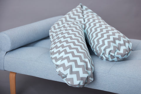 coussin d'allaitement de qualité Chevron gris clair et menthe