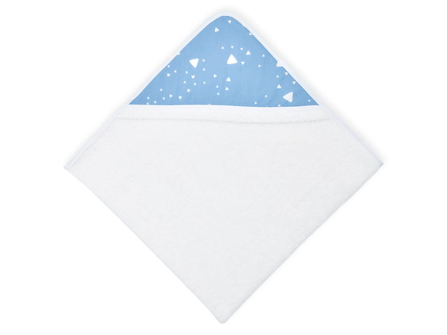 Cape de bain triangles arrondis blanc sur bleu