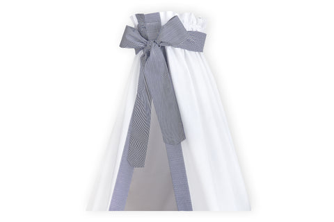 Ciel de lit fines rayures bleu foncé