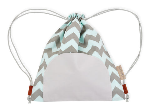 Turnbeutel Chevron hellgrau und mint