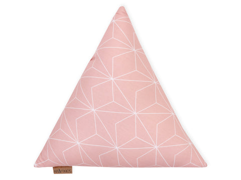 Tissu triangle losanges fins blancs sur vieux rose