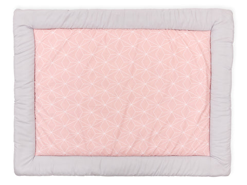 Couverture bébé uni gris blanc losanges fins sur vieux rose