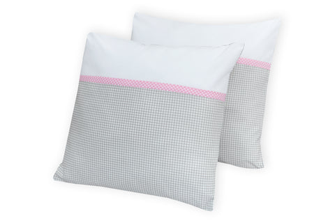 Housse de coussin uni gris carreaux gris