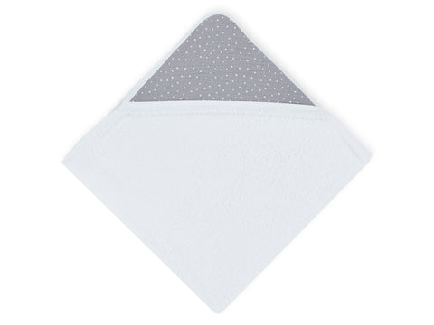 Serviette à capuche mousseline pois gris