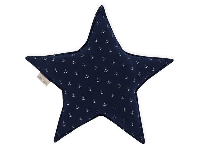 Coussin étoile mousseline ancre bleu foncé