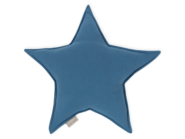 Coussin étoile mousseline bleu