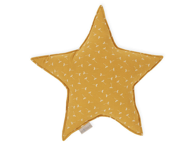 Coussin étoile mousseline pissenlit jaune
