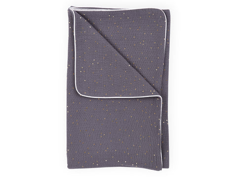 Couverture bébé mousseline pois dorés sur gris