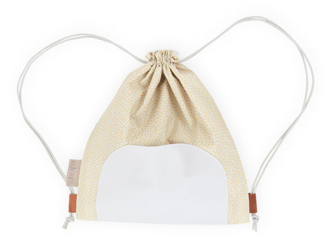 Sac à cordon pois dorés irréguliers sur vert olive