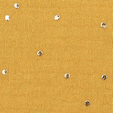 Tissu mousseline MGC pois dorés sur jaune